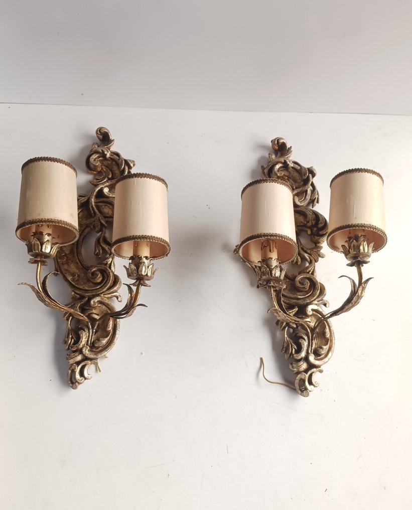 Wall sconce (2) - Wrought iron - Pair of wall sconces #1.0