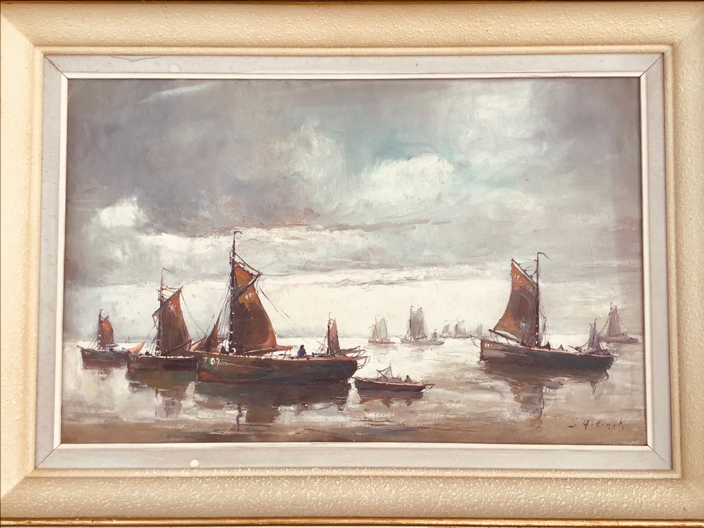 Gustave Helinck , 1884 - 1954. - Zeilboten op het water. #1.0