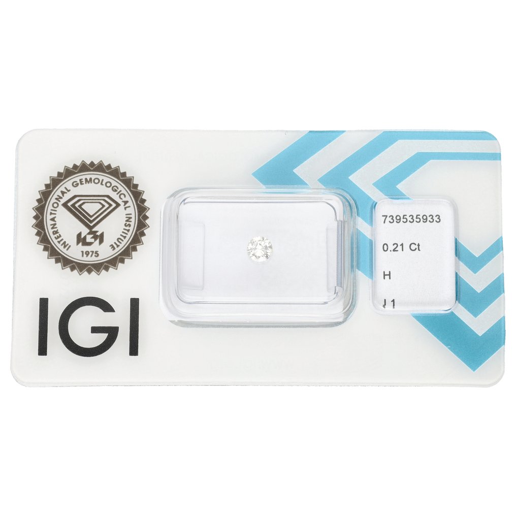 沒有保留價 - 1 pcs 鑽石 (天然) - 0.21 ct - 圓形 - H(次於白色的有色鑽石) - I1 - 國際寶石學院(International Gemological Institute (IGI)) #1.0