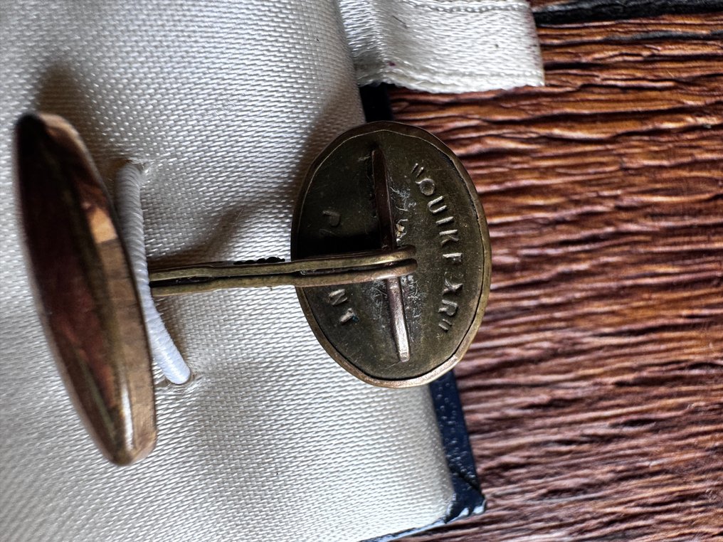 Handmade 1870c äkta mother of pearl mässings Masonic manschettknappar/i originalförpackning - Manschettknappar #4.3