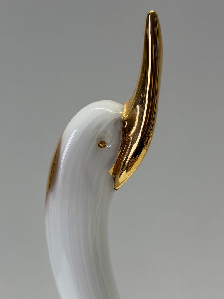 Statue, Gestileerd Zwanen Paar - 30 cm - Glass, Gold plated #2.1
