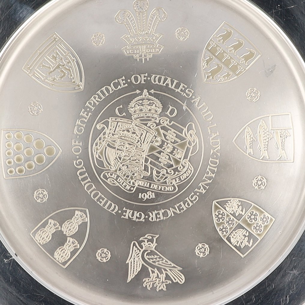 Danbury Mint 'Herdenkingsbord' Huwelijk Charles & Diana - 盘子 - .925 银 #1.0
