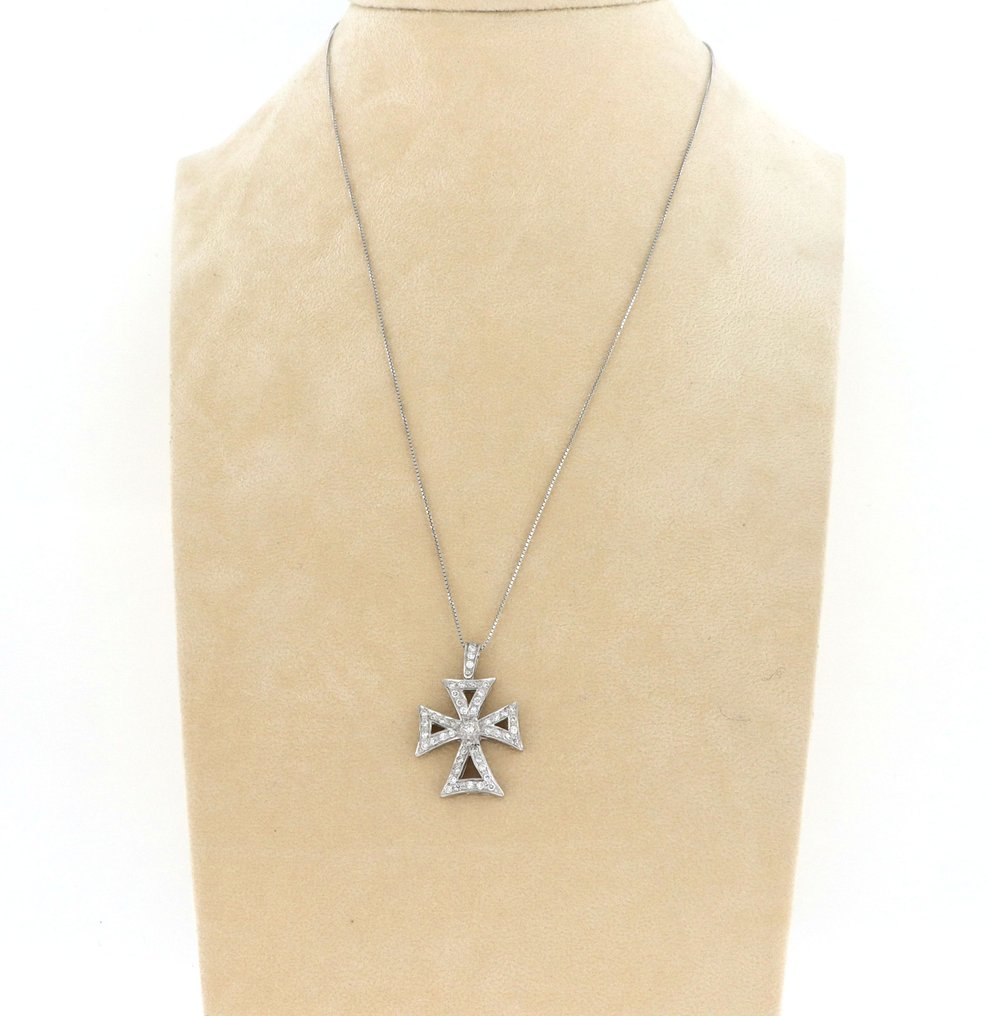 Zonder minimumprijs - Ketting met hanger - 18 karaat Witgoud - 0.75ct. tw. Diamant (Natuurlijk) #4.3