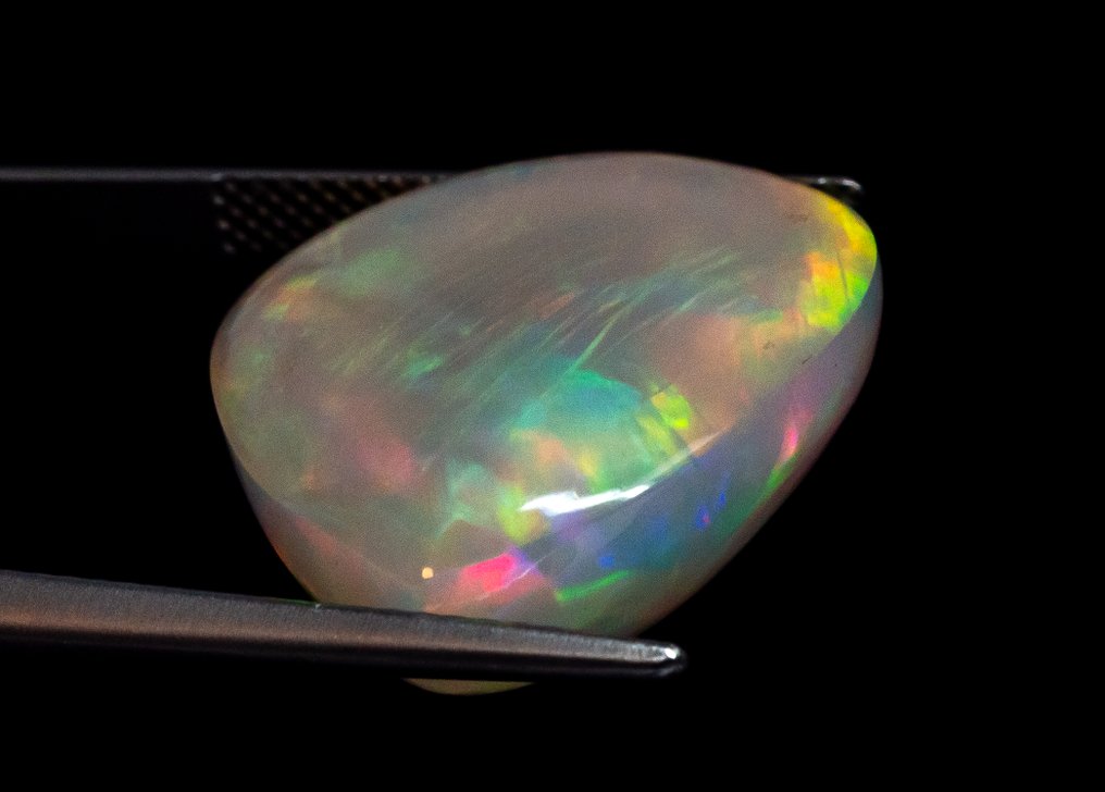 没有保留价 蛋白石  - 19.24 ct - 安特卫普宝石报告（GRA） - 白色的变色效果 #4.3