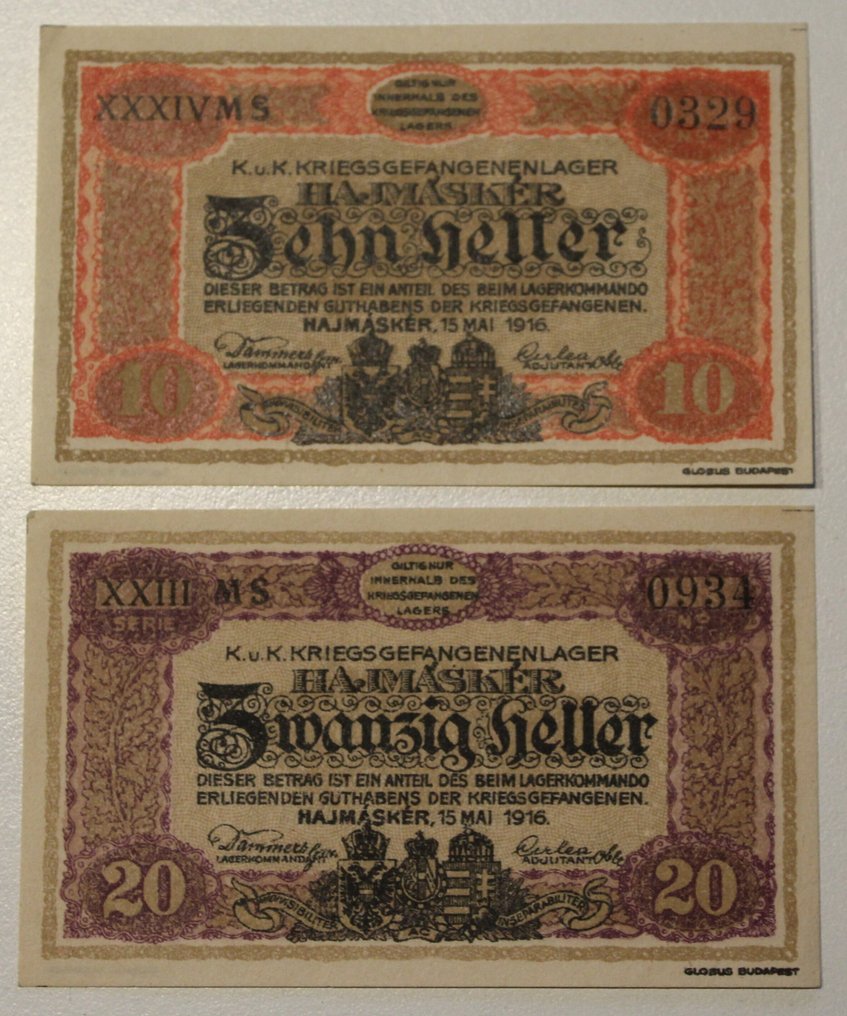 匈牙利. - 8 banknotes - Various Hungarian POW camps 1914-1918  (沒有保留價) #4.3