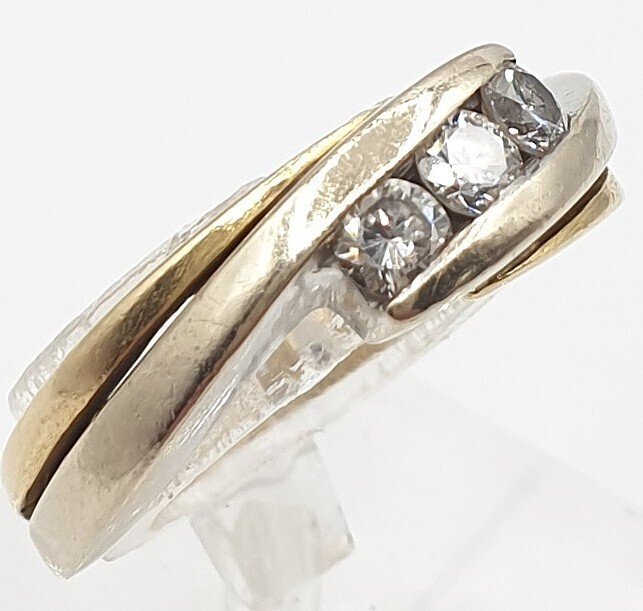 戒指 - 18K包金 黄金, 白金 - 0.21ct. tw. - 钻石 #1.0