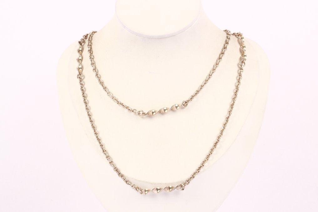 Zonder minimumprijs - Halsketting Zilver - long vintage #1.0