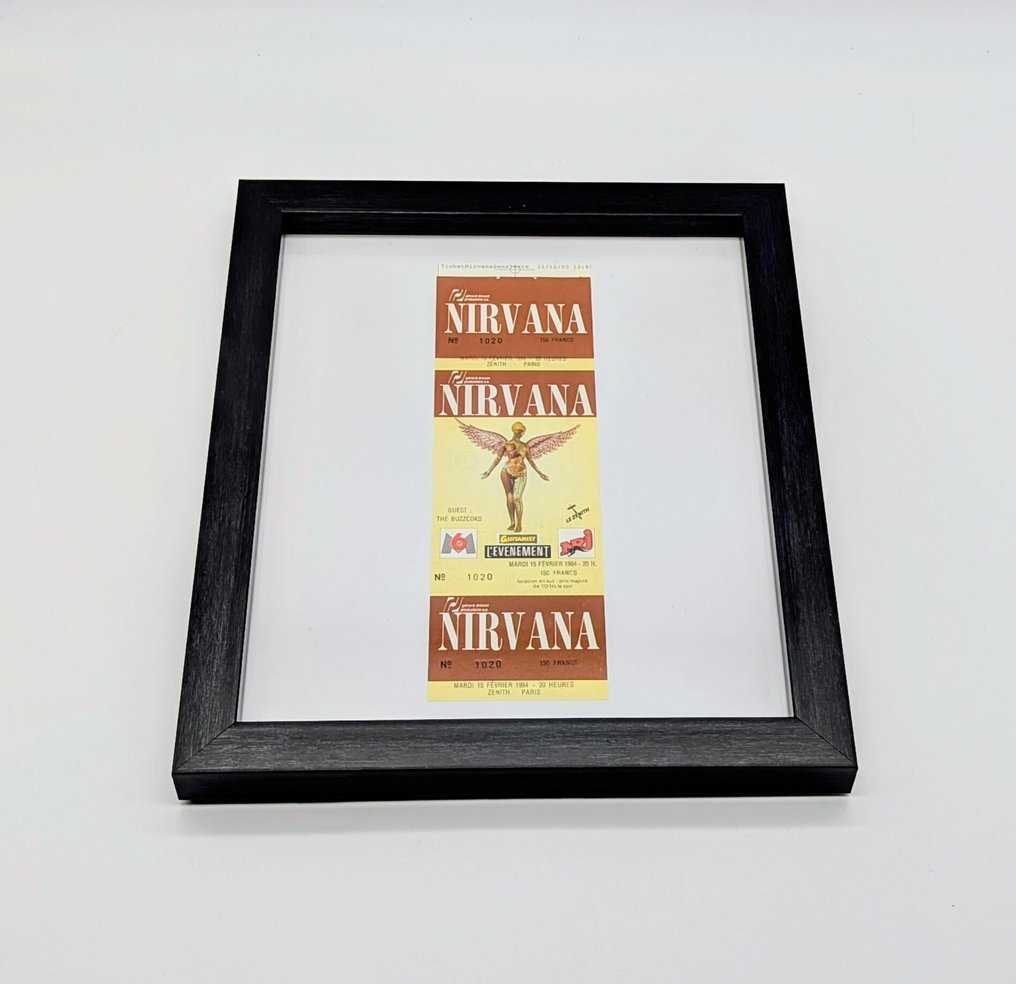 Nirvana - Concert ticket, Original In Utero Tour-koncertbillet - Paris, Frankrig - 1994 - indrammet #3.2