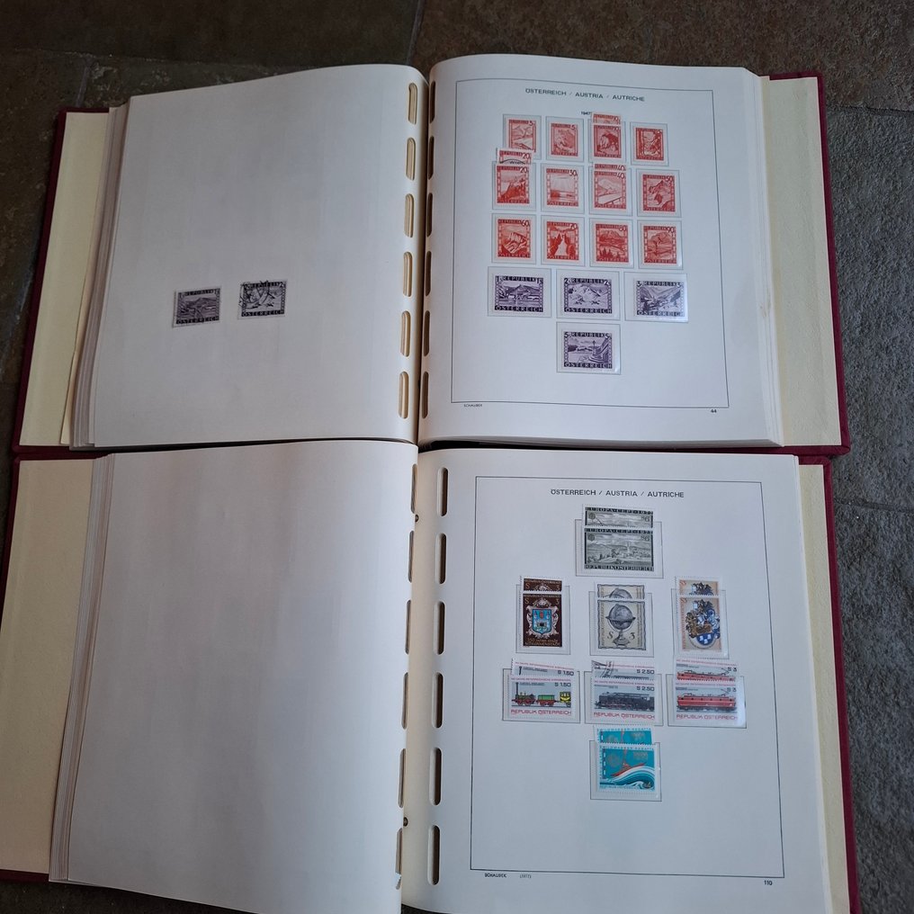Áustria 1850/1986 - Coleção antiga usada/postfresca (em parte duplicada) em 2 álbuns de formulários Schaubek. #1.0