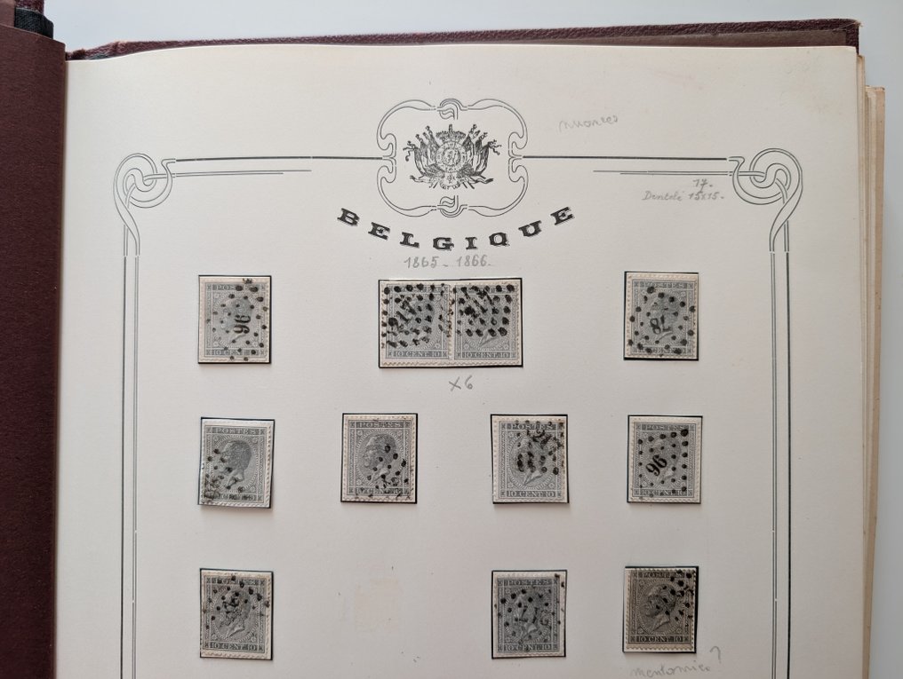 Belgium 1865/1934 - Belgium collection with 3 blocks of four nines. #2.1