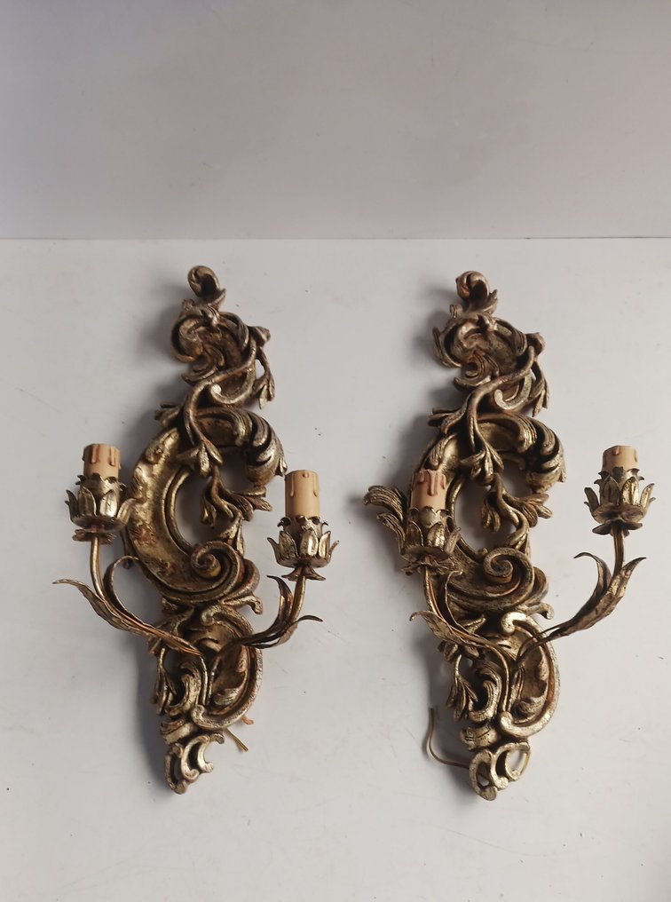 Wall sconce (2) - Wrought iron - Pair of wall sconces #1.0