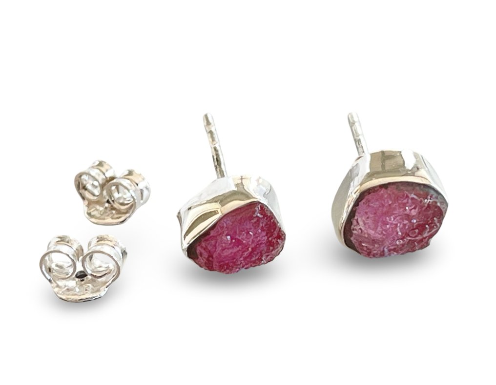 925 银 - 红宝石耳钉 - 耳环 #2.1