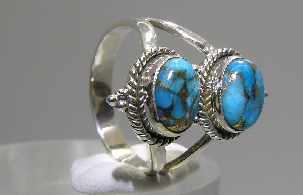 Τυρκουάζ δαχτυλίδι - Ύψος: 25 mm - Πλάτος: 20 mm- 4.68 g - (1) #1.0