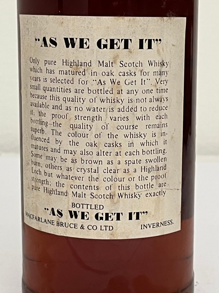 Macallan-Glenlivet As We Get It 102 proof - Macfarlane Bruce & Co.  - b. 1980s - 75cl #3.2