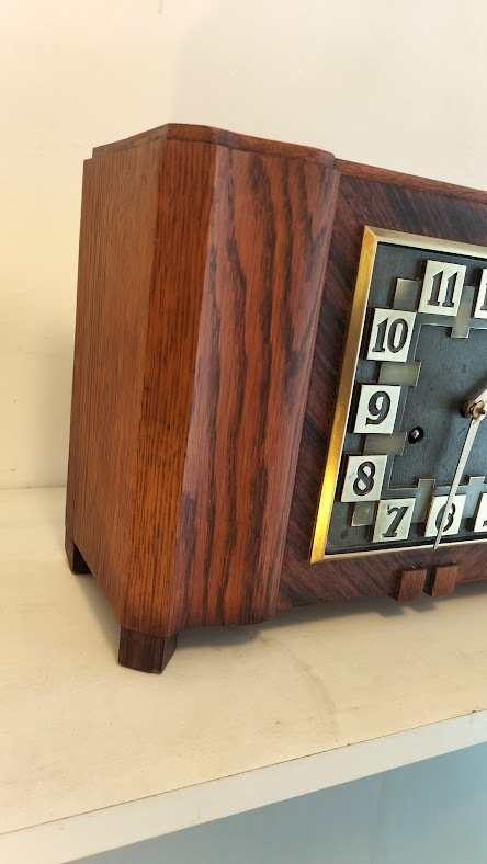 Amsterdam skoleklokke - Art Deco Eikenhout - Messing - 1920-1930 #4.3