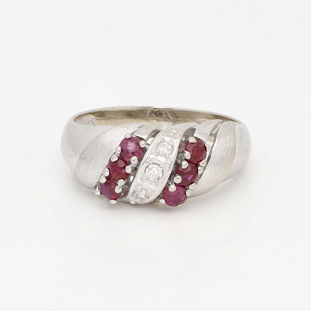 戒指 - 14K包金 白金 钻石 (天然) #1.0