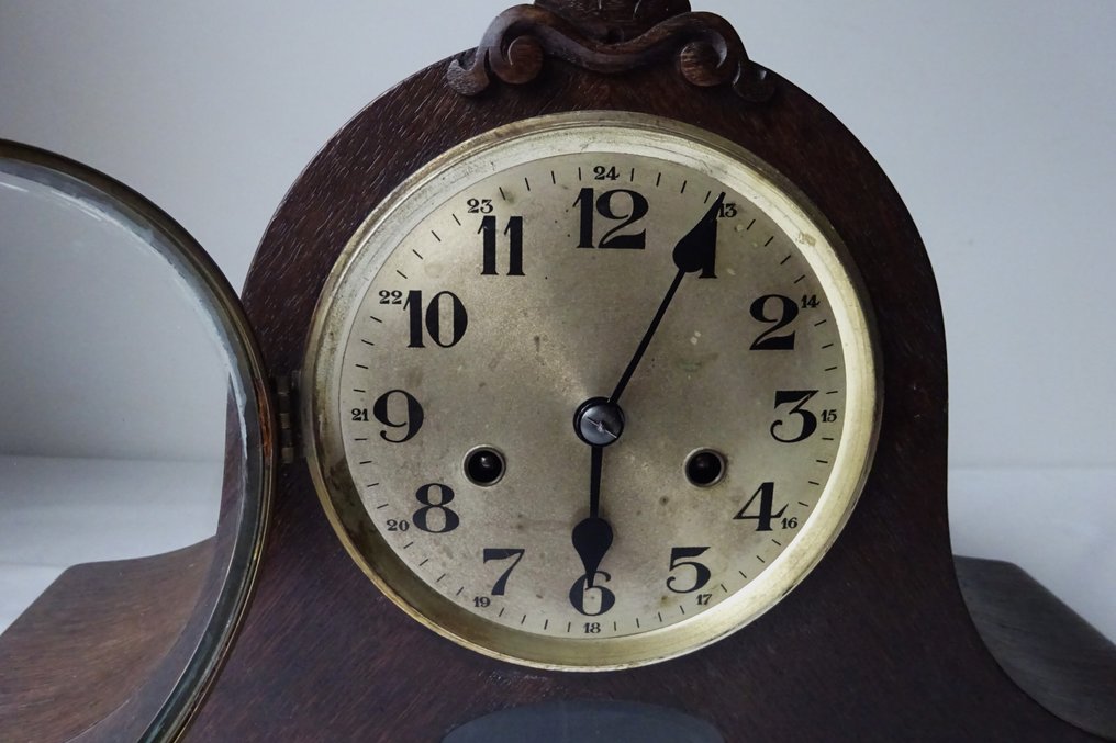 烟囱钟 - Gustav Becker -  古董 木, 玻璃, 黃銅 - 1910-1920 #4.3