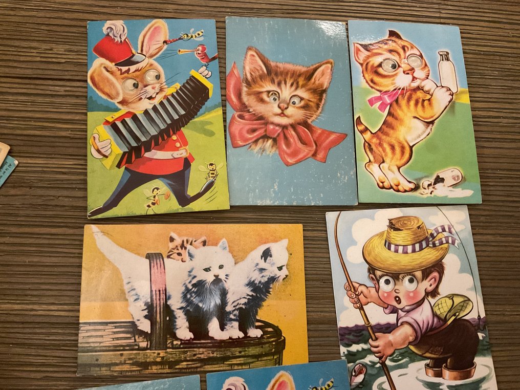 荷兰 - 儿童卡片，带声音的动物卡片，配有会动的眼睛。 - 幻想 - 明信片 (90) - 1902-1963 #1.0