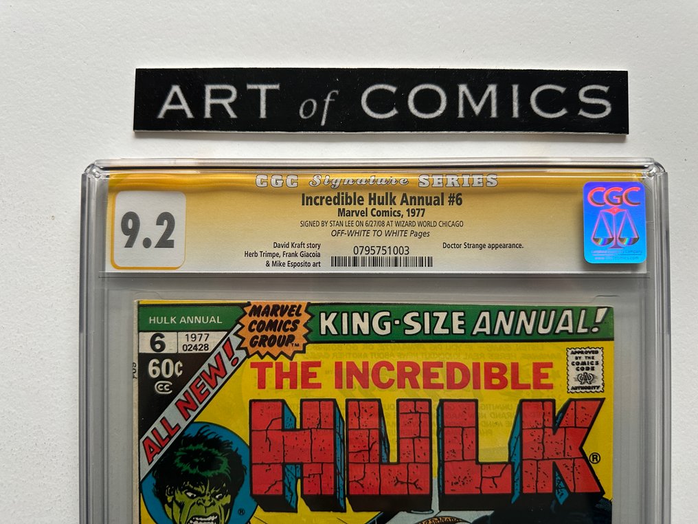 The Incredible Hulk Annual #6 - Signed by Stan Lee - CGC Signature Series 9.2 - Dostor Strange appearance - 1 Signed graded comic - Prima ediție - 1977 #1.0
