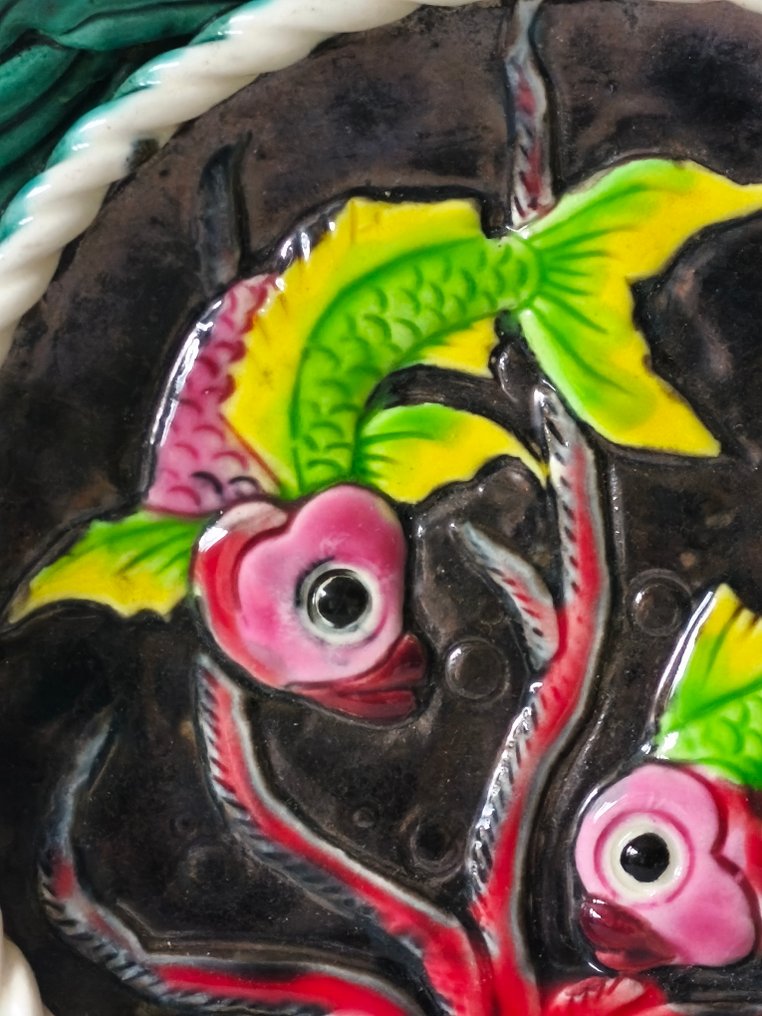 Barbotine ancienne - Schotel - Malolica - Bord in majolica #4.3