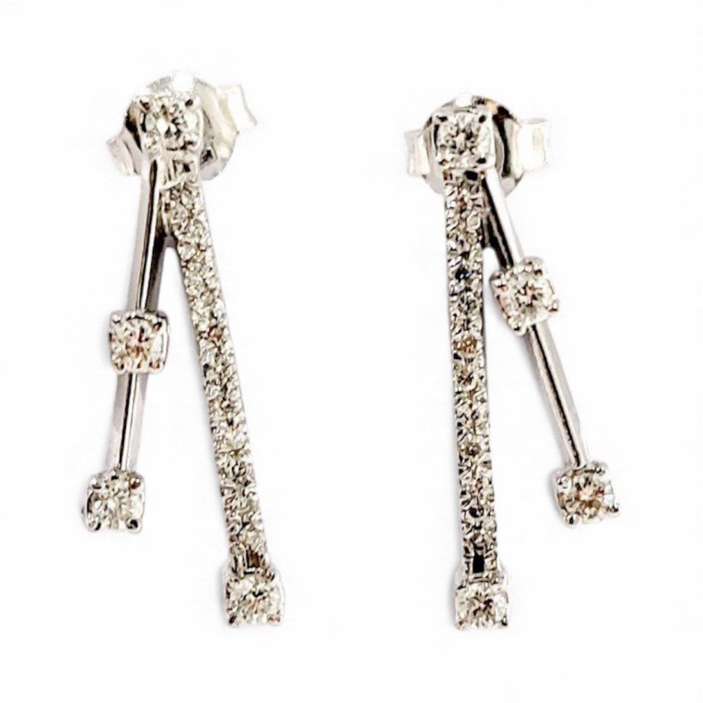 Estrò - Σκουλαρίκια - 18 καράτια Λευκός χρυσός -  0.95ct. tw. Διαμάντι (Φυσικό)  #1.0