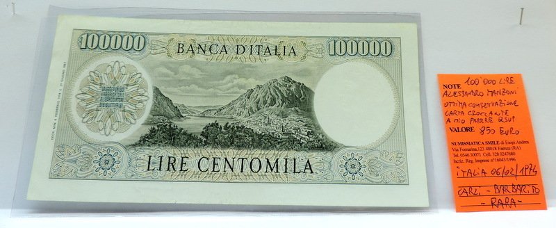 Olaszország. - 100.000 Lire 06/02/1974 - Gigante BI 82C; Pick 100c (Nincs minimálár) #3.2