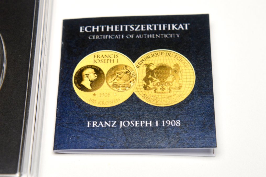 Tchad. 5000 Francs 2024 Franz Joseph I 100 Kronen - 1/200oz (.999) (Ingen mindstepris) #3.2