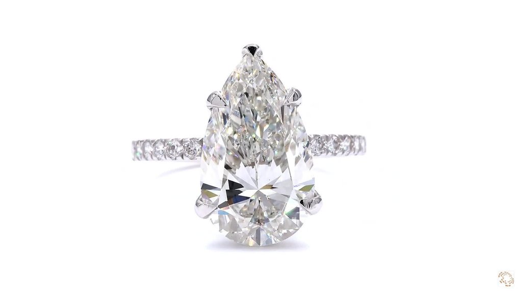 Ei pohjahintaa - Sormus - 18 kt. Valkokulta -  4.87ct. tw. Timantti (Laboratoriossa kasvatettu) - Timantti #1.0