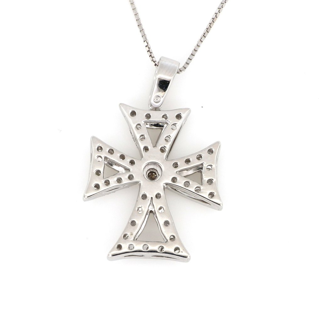 Zonder minimumprijs - Ketting met hanger - 18 karaat Witgoud - 0.75ct. tw. Diamant (Natuurlijk) #3.2