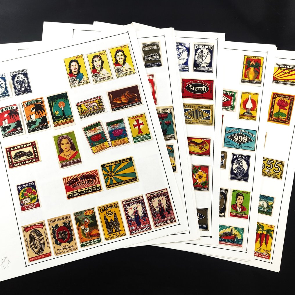 火柴盒 (330) - 印度：包含超过330个60年代复古未拆封火柴盒和标签的批次（极佳状态） - 纸 - Part 3 #1.0