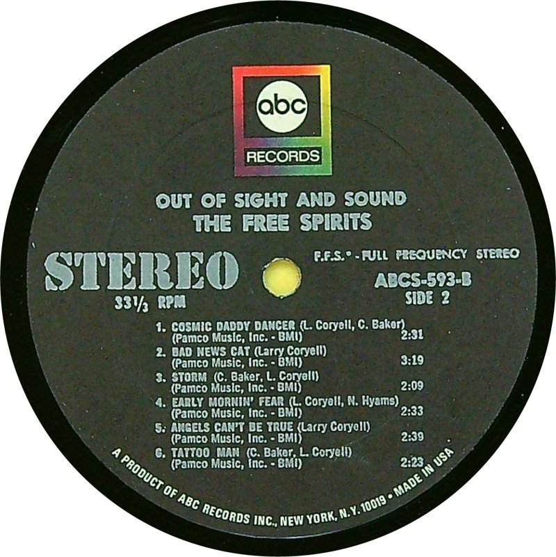 The Free Spirits (Larry Coryell) - Out of Sight and Sound - LP Album (stand-alone item) - Stereo - 1967 #3.2