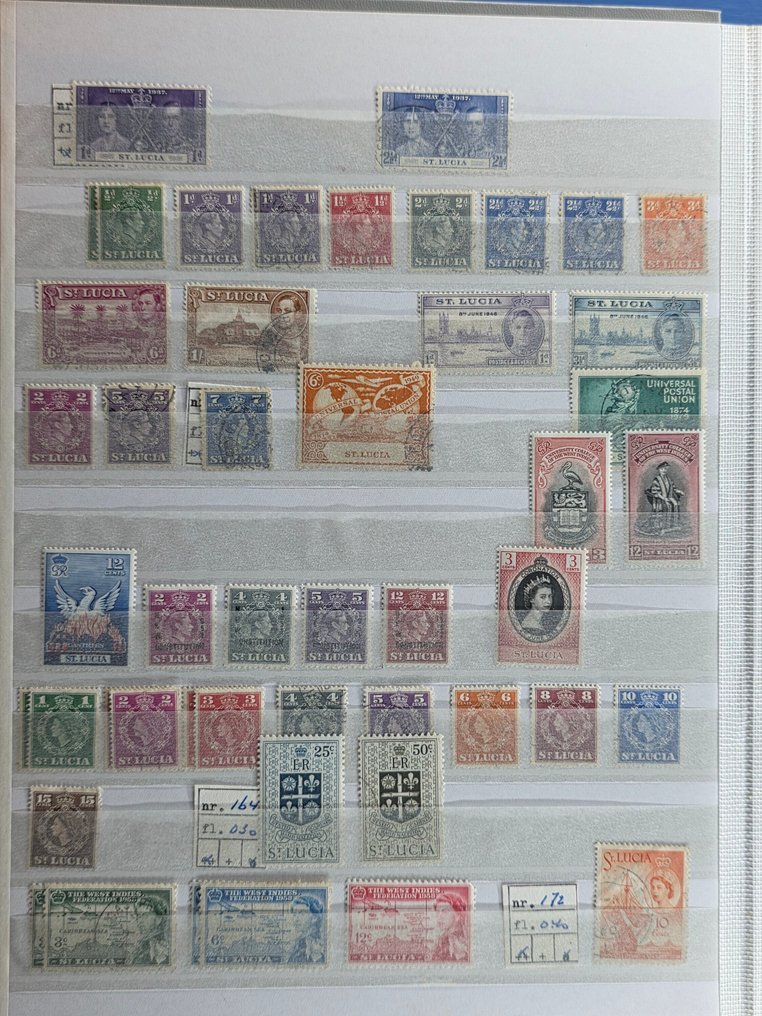 Federația Britanică 1852/1980 - Colecție/partid în 5 cărți de stoc, inclusiv Australia, Hong Kong, Antigua și Jamaica. #2.1