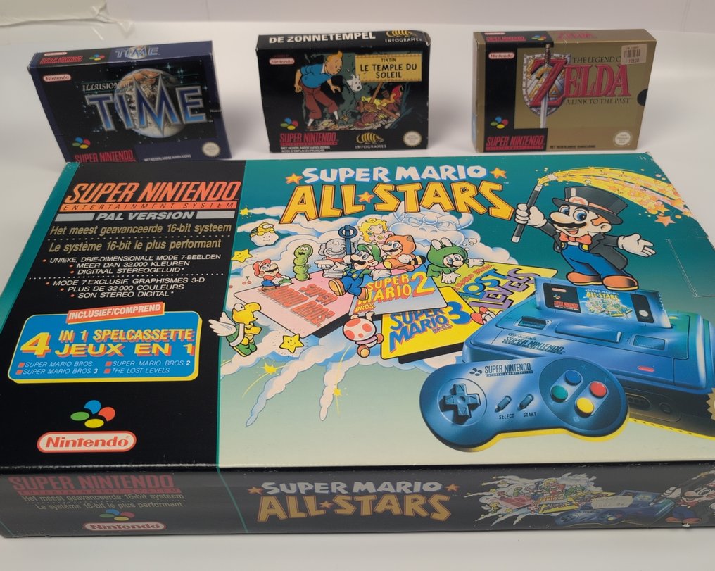 Nintendo - Super Nintendo (SNES) - Super Mario All-Stars (bundle) - Video game console + games - In original box #1.0