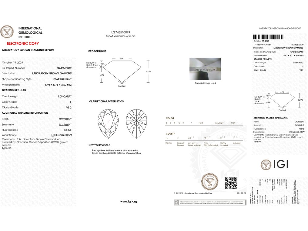 Drop fülbevaló - 14 kt. Sárga arany -  2.16ct. tw. Gyémánt (Laboratóriumban előállított) #4.3