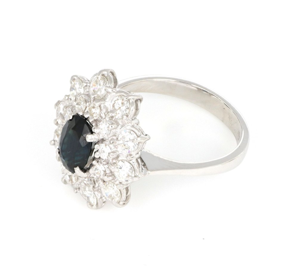 没有保留价 - 戒指 - 18K包金 白金 - 1.50ct. tw. 蓝宝石 - 钻石 #3.2