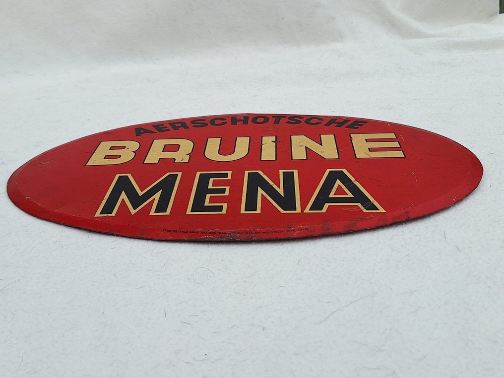 Ch. Woestelei Jette-Bruxelles - Aerschotsche Bruine Mena - Πινακίδα - Πιάτο μπύρας προπολεμικής εποχής. - Blik #2.1