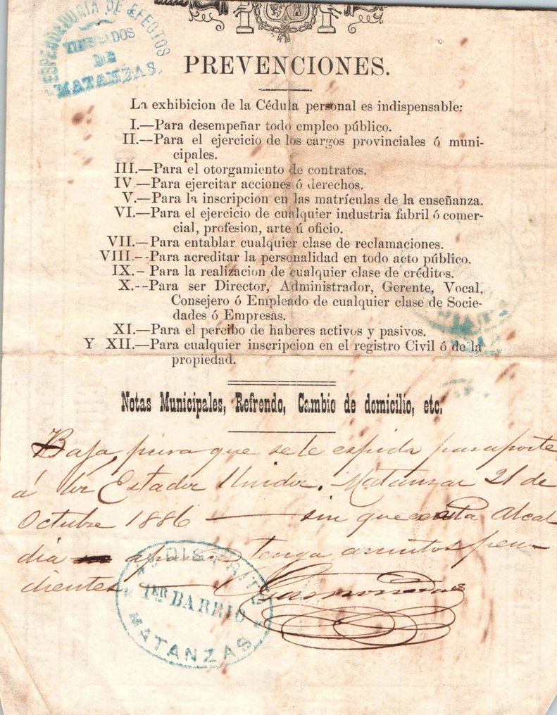 2x Spain Colony Cedula Personal ID Documents - 2x Spain Colony Cedula Personal ID Documents 1885 - 1885 #1.0