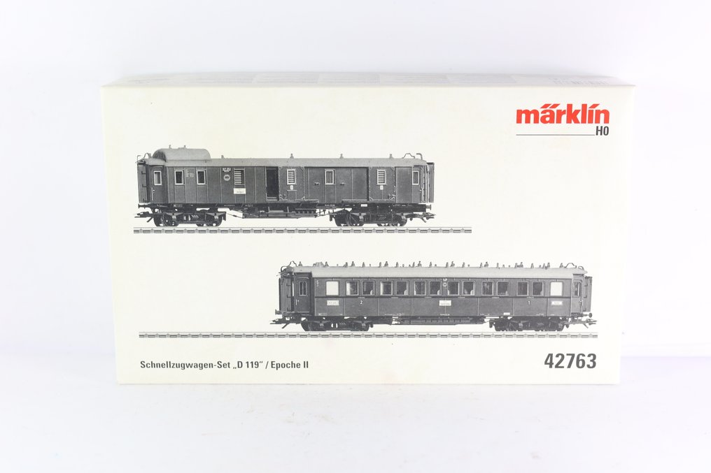 Märklin H0 - 42763 - Personvagn för modelltåg (2) - 2-delad set snabbtågsvagnar 'D 119'. - DRG #1.0