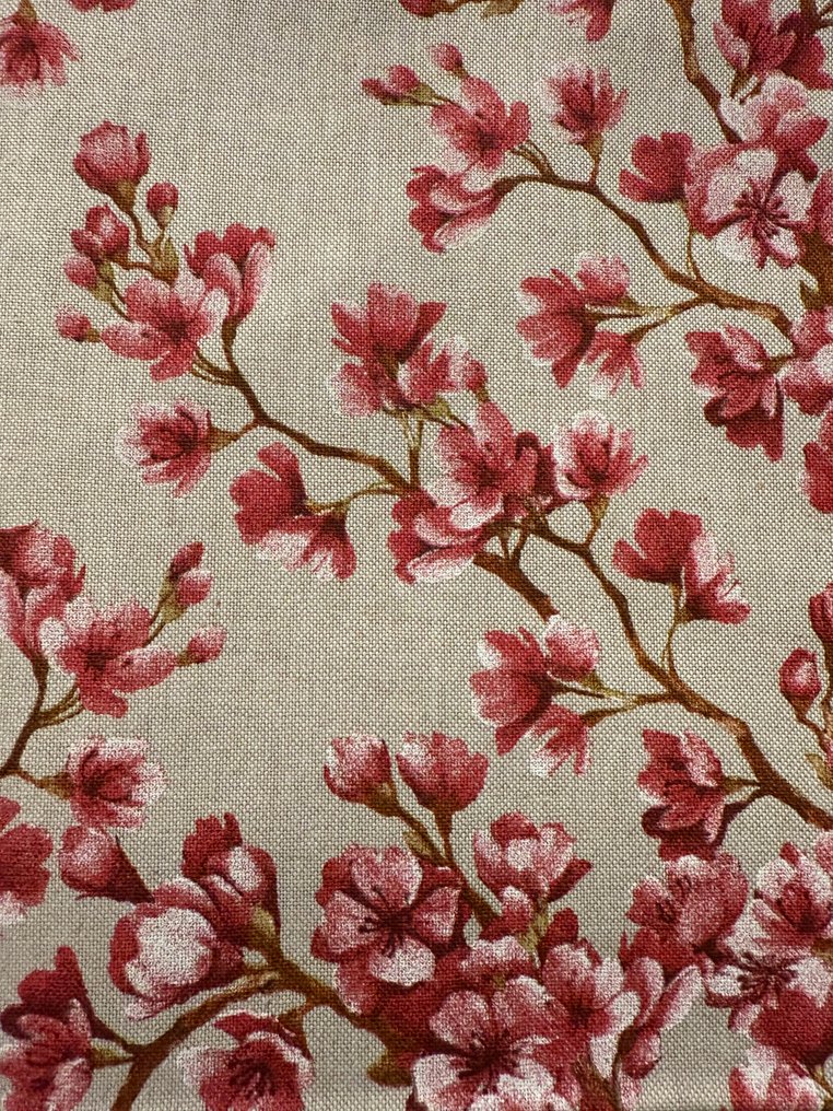 优雅的Sanderson花卉图案面料，配有桃花装饰。 - 紡織品  - 2.8 m - 2.66 m #1.0