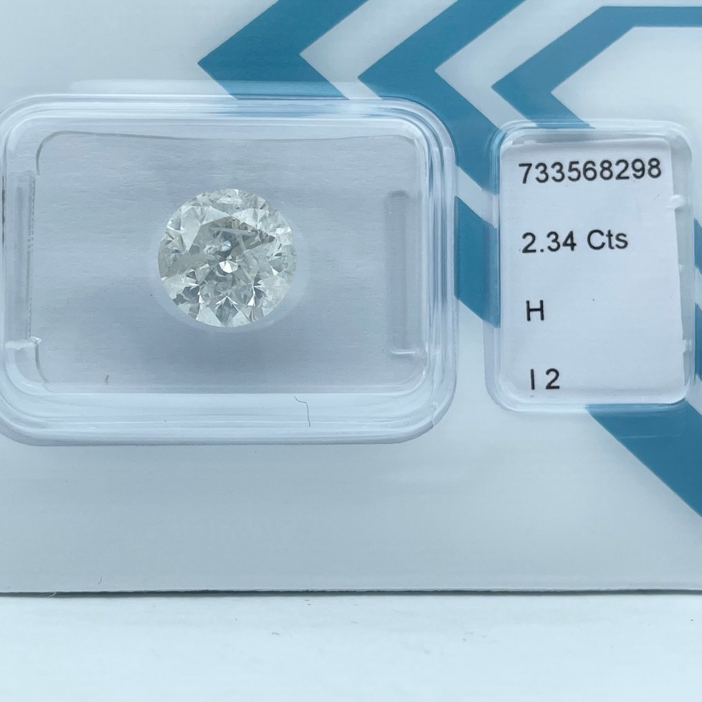 No reserve price - 1 pcs Diamond  (Natural)  - 2.34 ct - Round - H - I2 - International Gemological Institute (IGI) #1.0