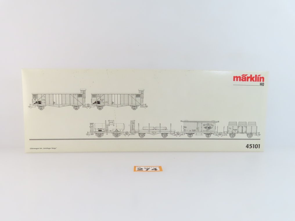 Märklin H0 - 45101 - Conjunto de vagões de carga de modelismo ferroviário (1) - 6x 2-axle com, entre outros, vagão de carga fechada, vagão de carga aberta alta, vagão-tanque e - Baden #2.1