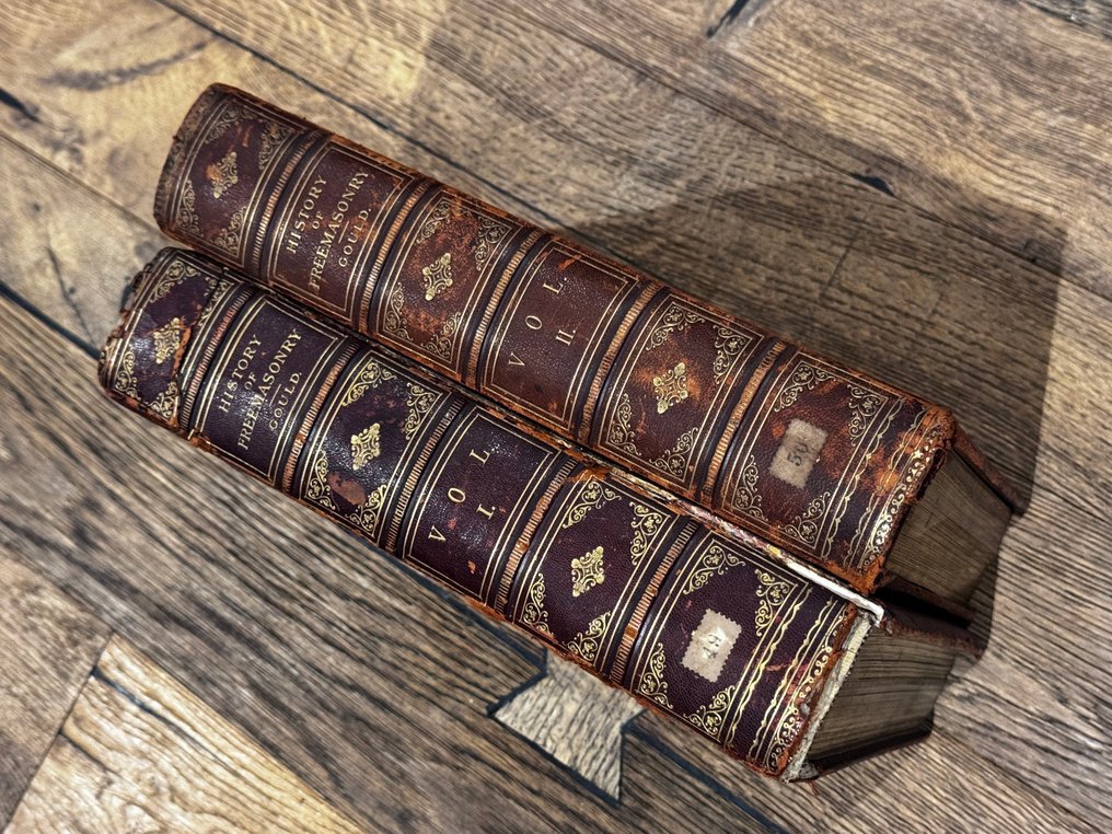 Robert Freke Gould - 1883, 85, The History of Freemasonry Set of 2 Books vol. I & II / Gold Gilded/Leather Bounded - 1883-1885 #2.1