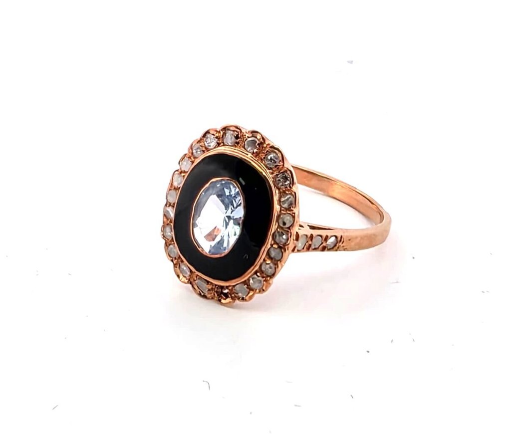 沒有保留價 - 戒指 - 9 節 玫瑰金, 銀 黃玉 - 鉆石 #1.0