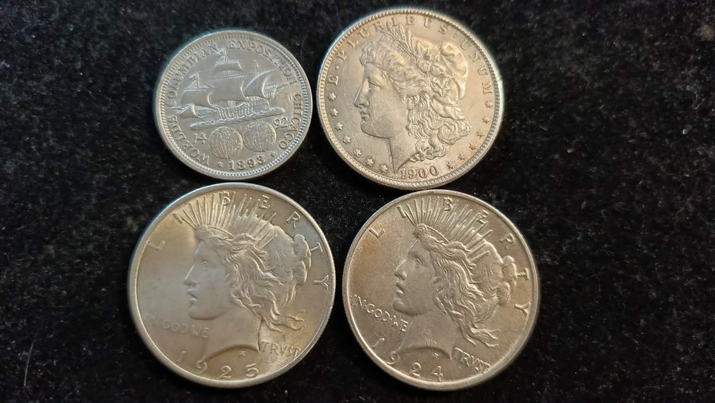 美国. Lot of 4 silver coins, 1893/1925 (没有保留价) #2.1