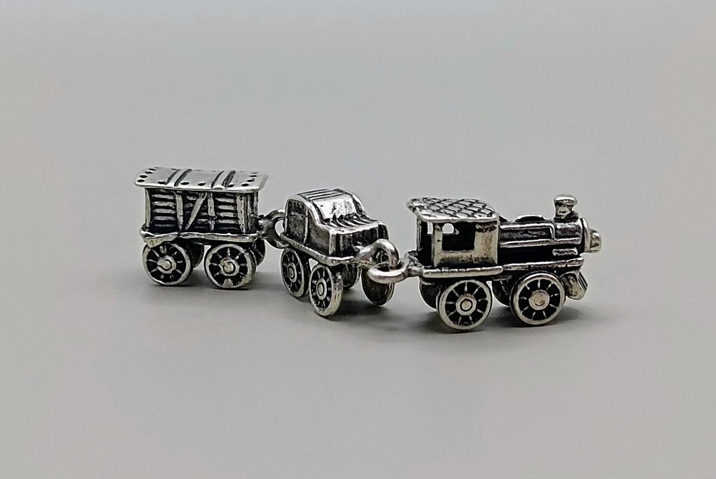 No Reserve Price - Train with wagons - Miniaturowa figura - Srebro pr. 800 #4.3