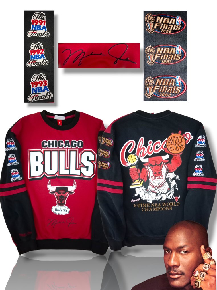 Sudadera chicago bulls edición Espcial firma impresa & 6 finales - NBA Basketbal - Michael Jordan - 1999 - Kosárlabda mez #1.0