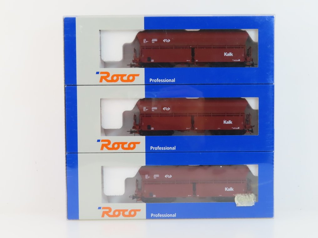 Roco H0 - 45978 - Modellvonat teherfuvarozási vagonszett (1) - 3-részes Zelflossers 'Kalk' típusú hamis-z 254 - NS #1.0