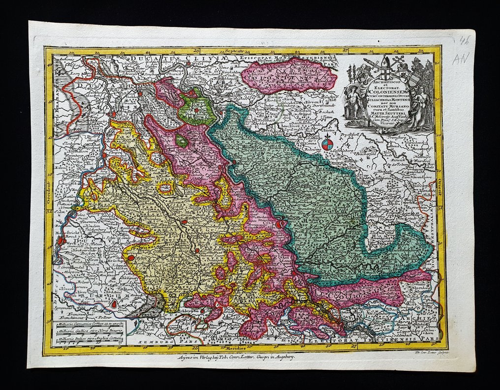 Európa - Németország / Észak-Európa / Köln / Dusseldorf / Essen / Bonn; Matthaus Seutter / C. Lotter - Archiepiscopatus et Electoratus Coloniensem - 1721-1750 #1.0