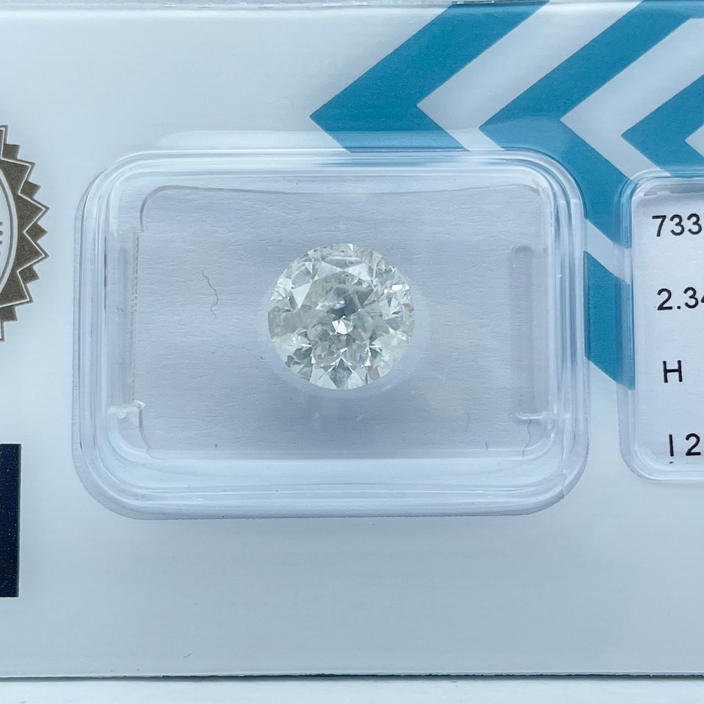 No reserve price - 1 pcs Diamond  (Natural)  - 2.34 ct - Round - H - I2 - International Gemological Institute (IGI) #3.2
