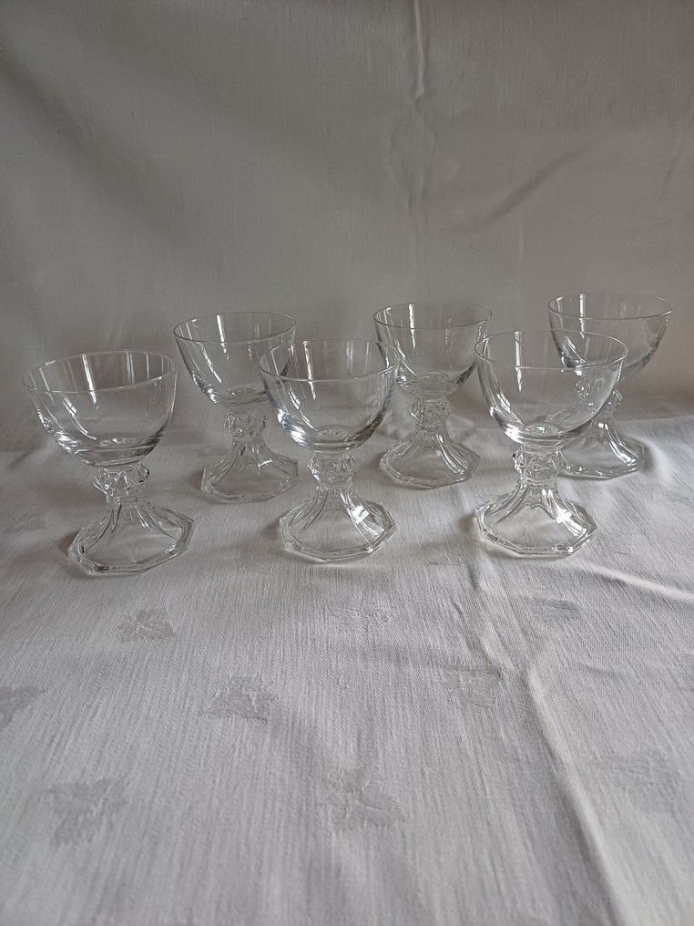 Val Saint Lambert - Ποτήρι κρασιού (6) - Κρύσταλλο - μοντέλο Yale #1.0